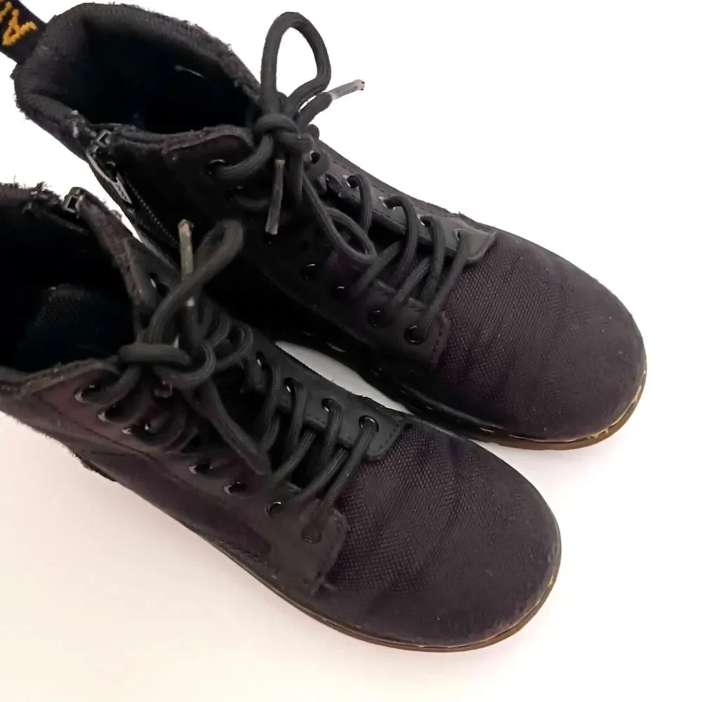 Dr Martens Combs Air Wair Combat Boot Blk Tough Poly Kids US 13 Lace Up Side Zip